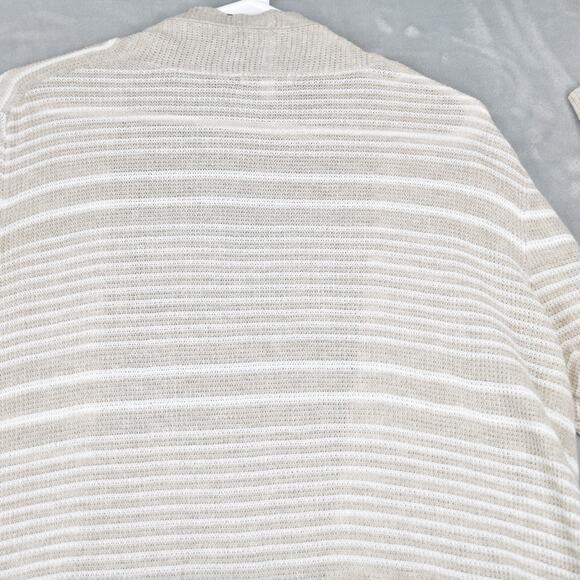 GAP Cardigan Womens Large Brown White Stripes Pockets Sweater - Picture 7 of 9